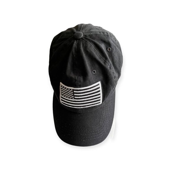 Black & Grey Tactical with USA Flag Patch Snapback Hat - Picture 2 of 5